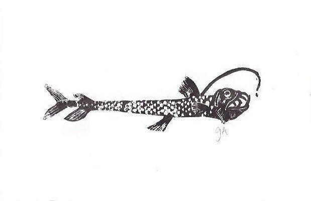 Viperfish - Linocut print (8x10in)