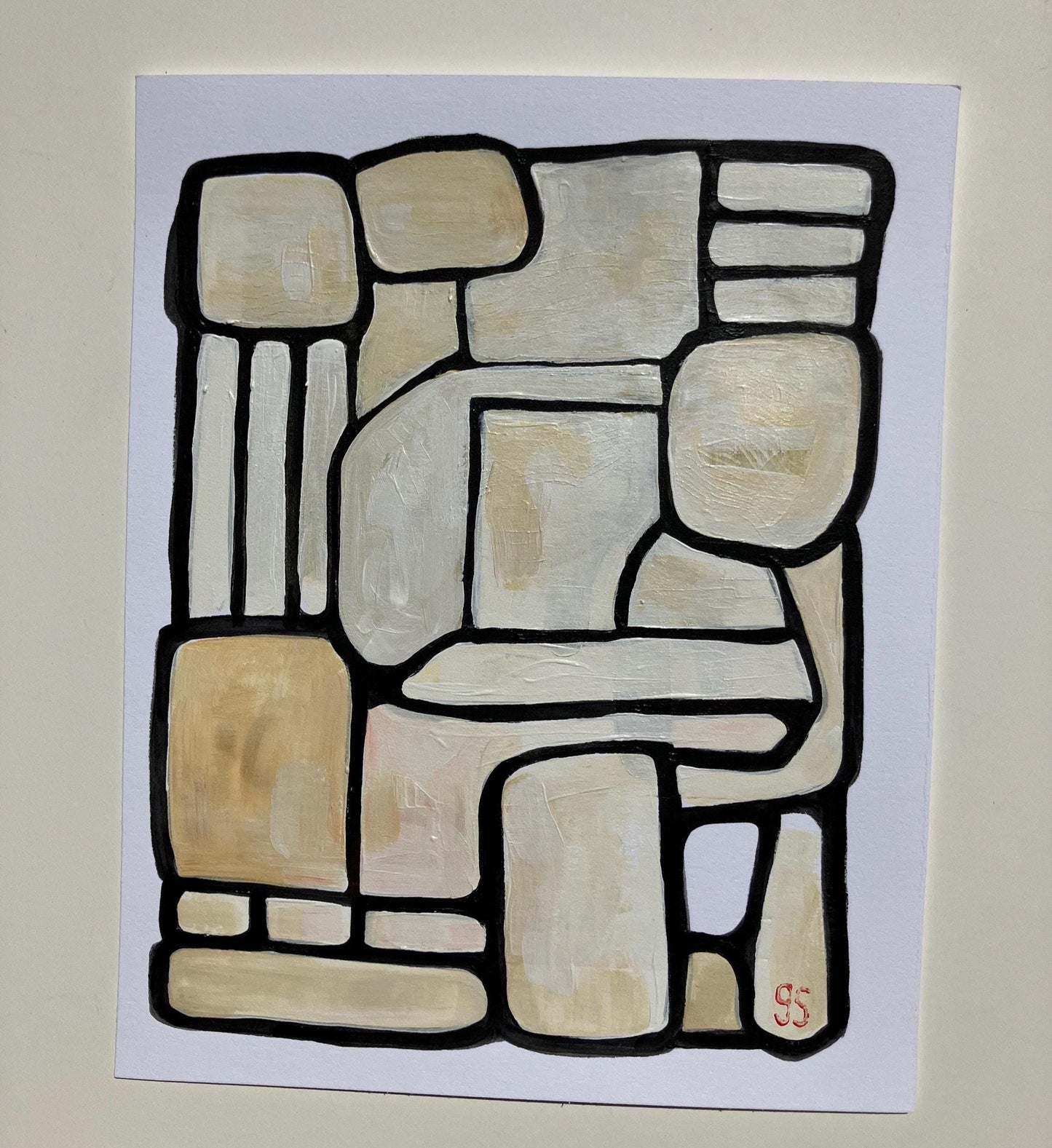 Mid century minimal abstract painting #5 (8x10in)