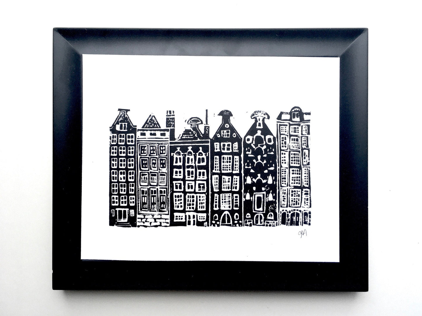 Amsterdam Canal Houses - Linocut print (8x10in)