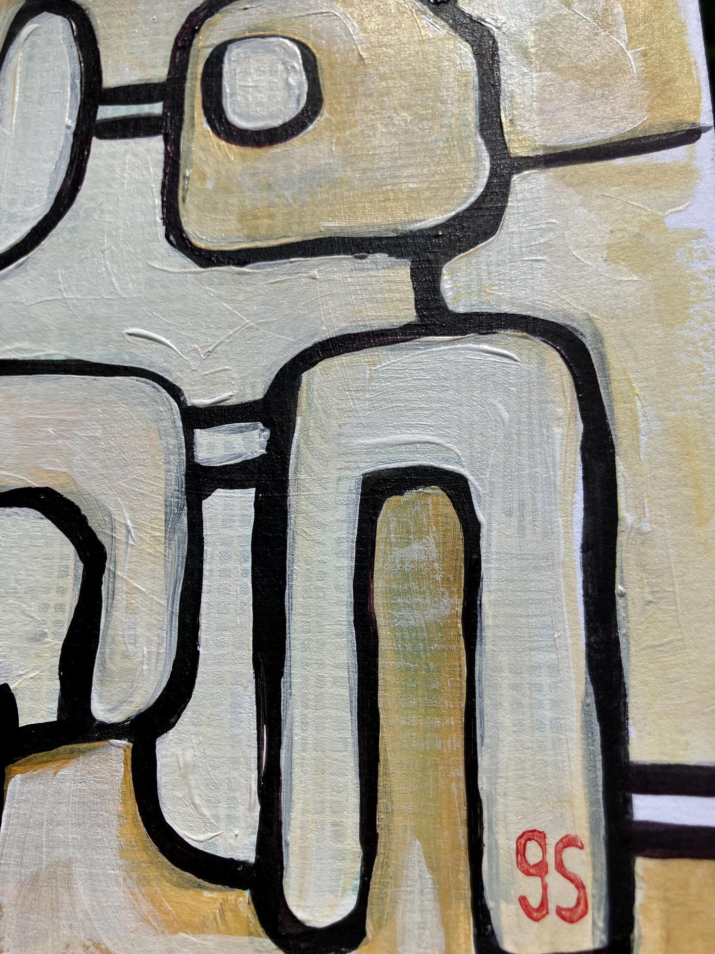 Neutral mid century painting #1 - Original acrylic painting (8x10in)