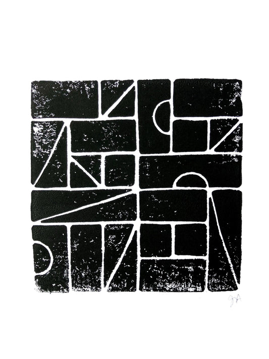 Danish Modern Blocks - Linocut print (8x10in)