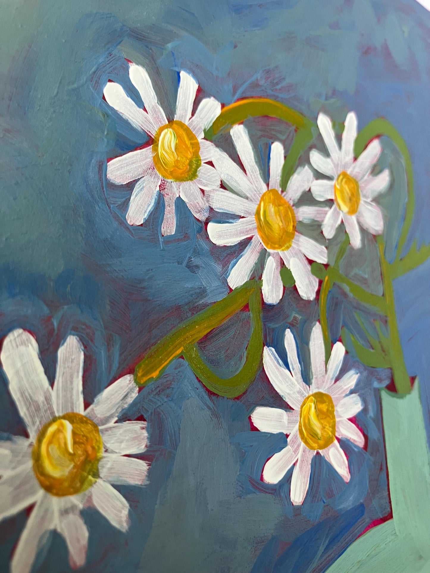 Daisy bouquet - Original acrylic abstract painting (8x10in)