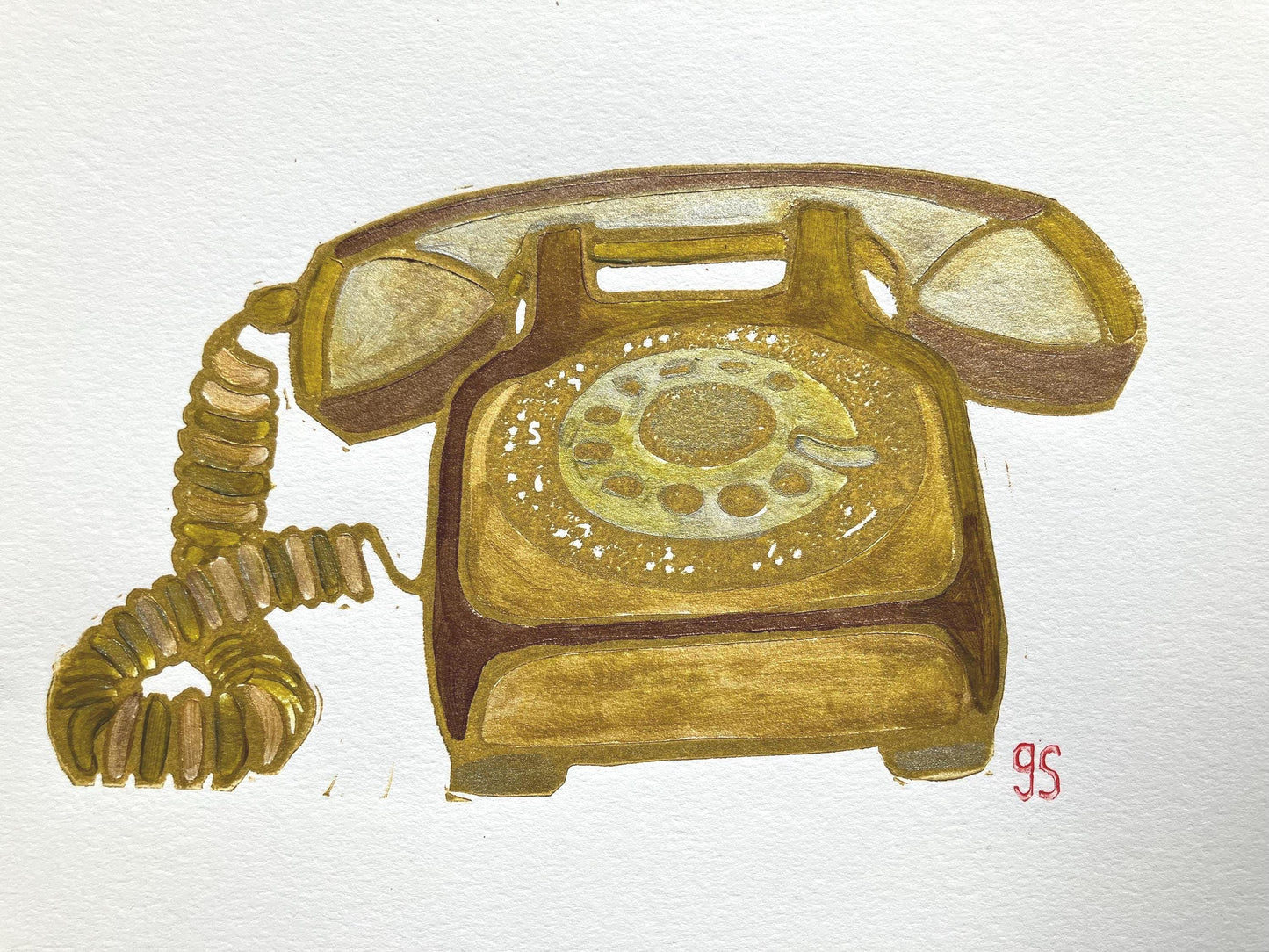 Vintage rotary telephone art - Original acrylic painting (8x10in)