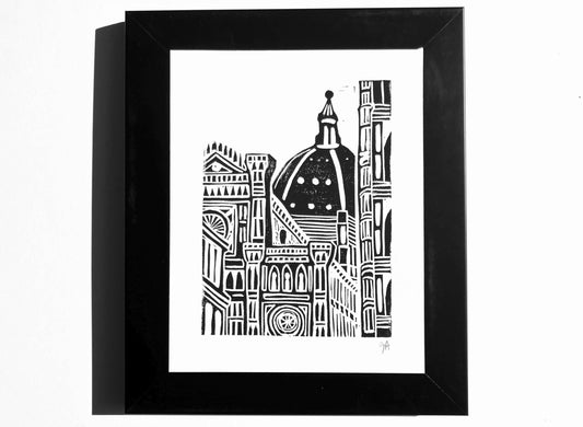 The Duomo - Florence, Italy - Linocut print (8x10in)