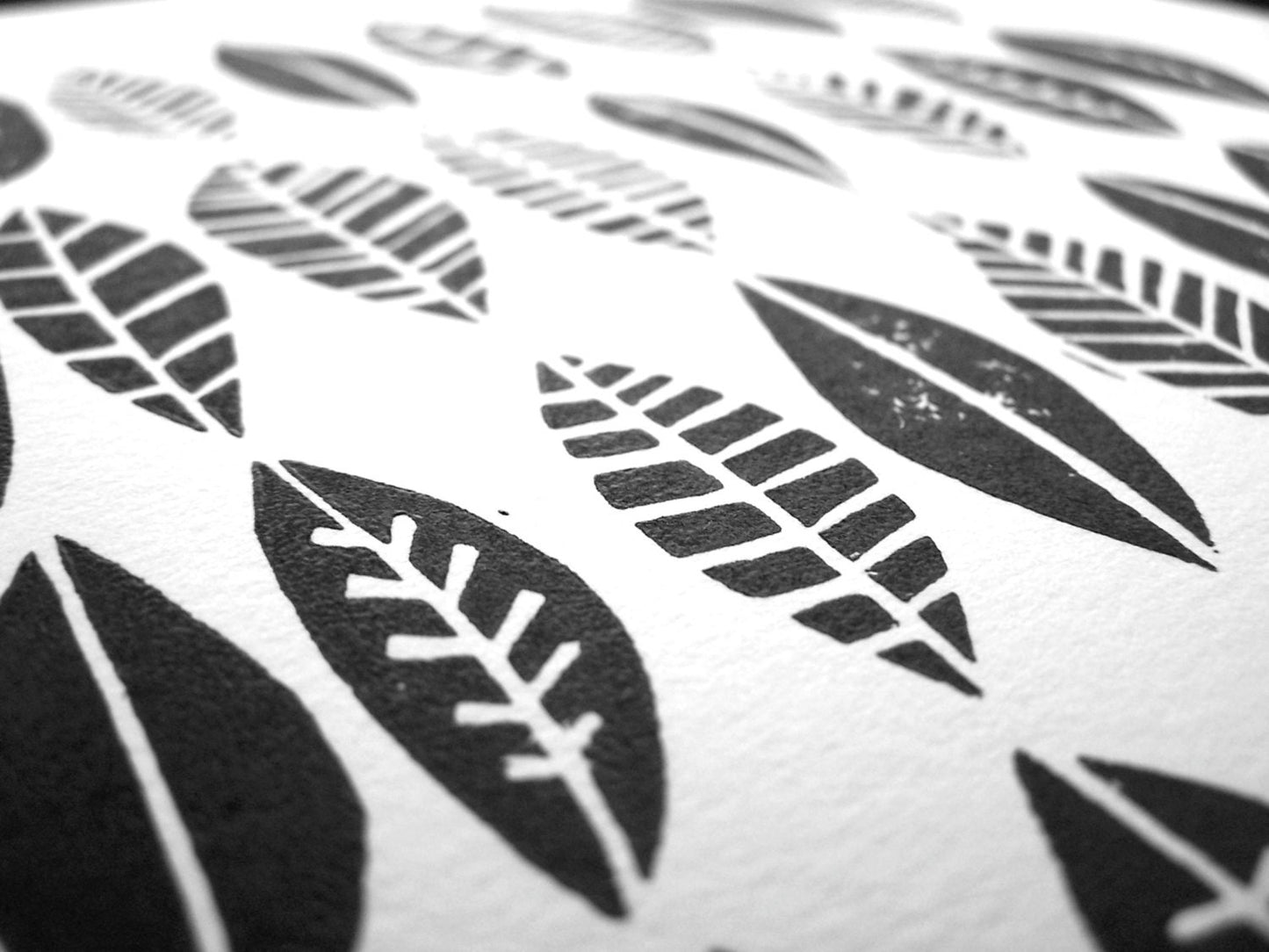Leaf collection folk art - Linocut print (8x10in)