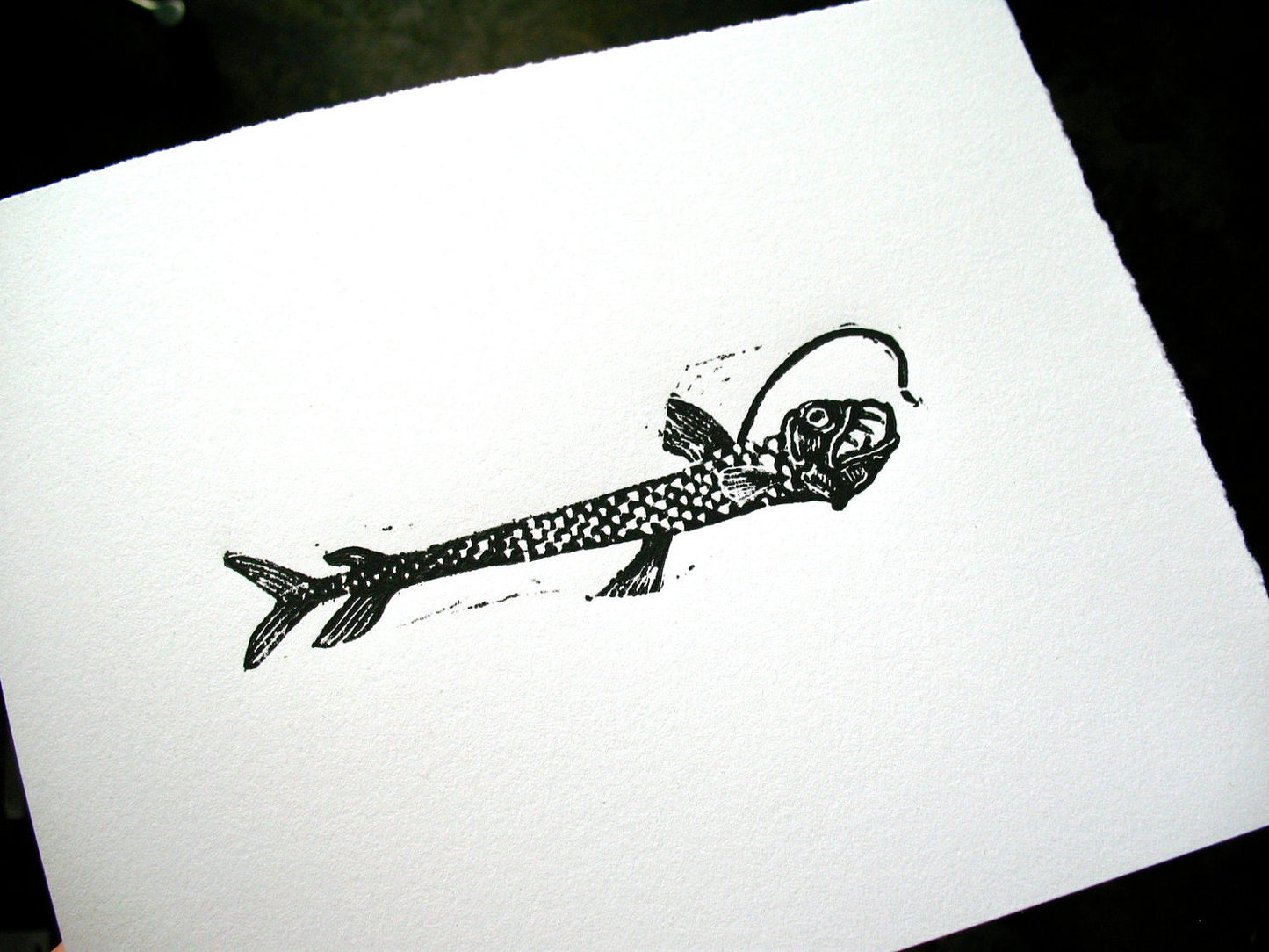 Viperfish - Linocut print (8x10in)