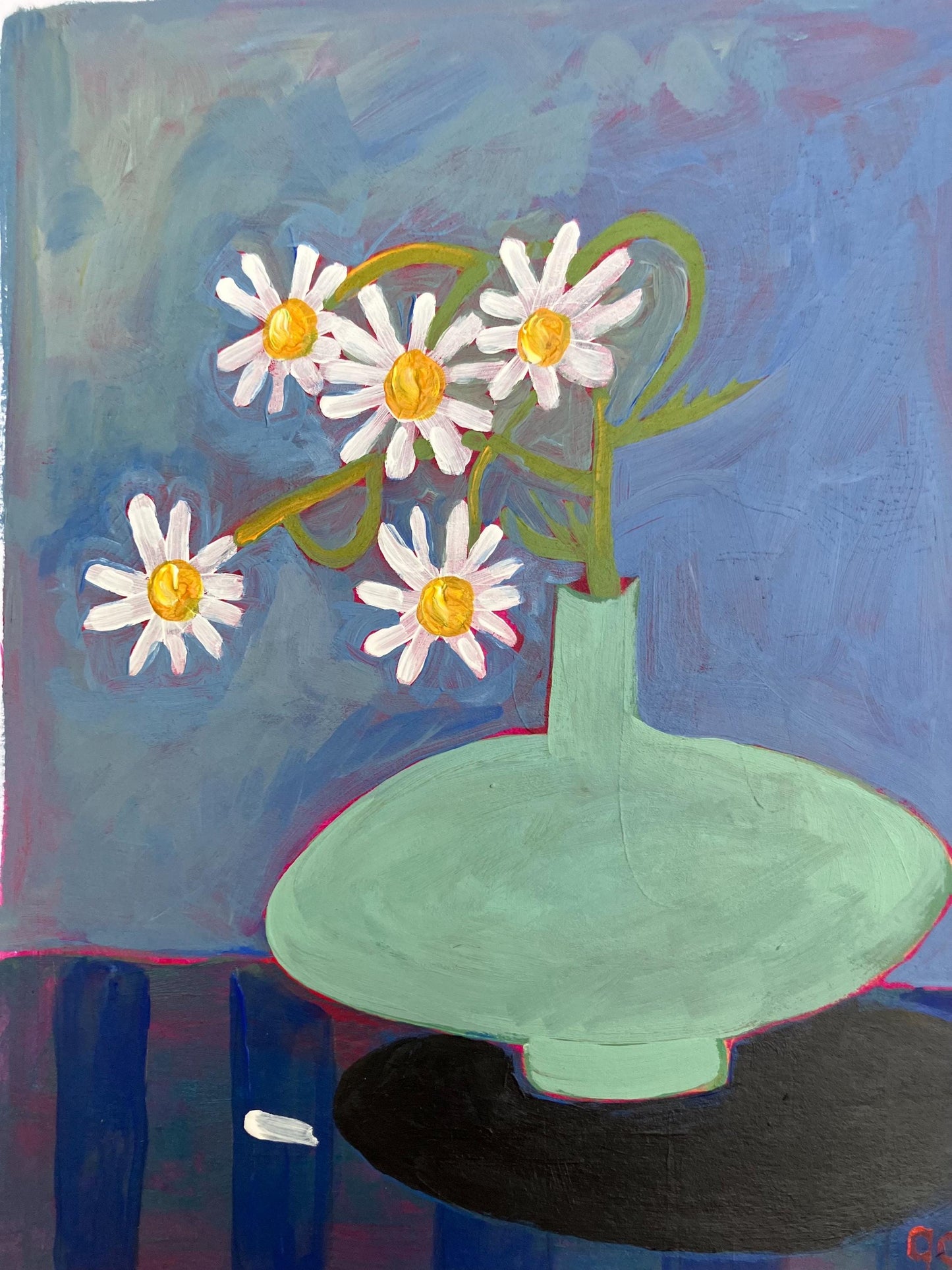 Daisy bouquet - Original acrylic abstract painting (8x10in)