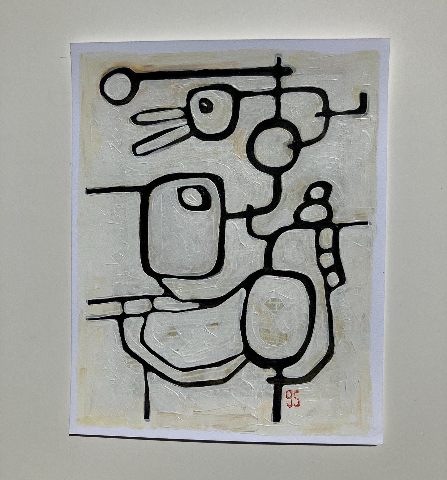 Mid century minimal abstract painting (8x10in)