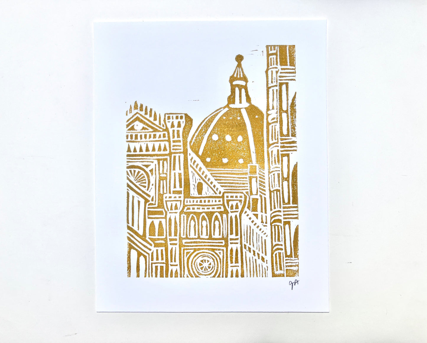 Duomo, Florence, Italy - Linocut print (8x10in)