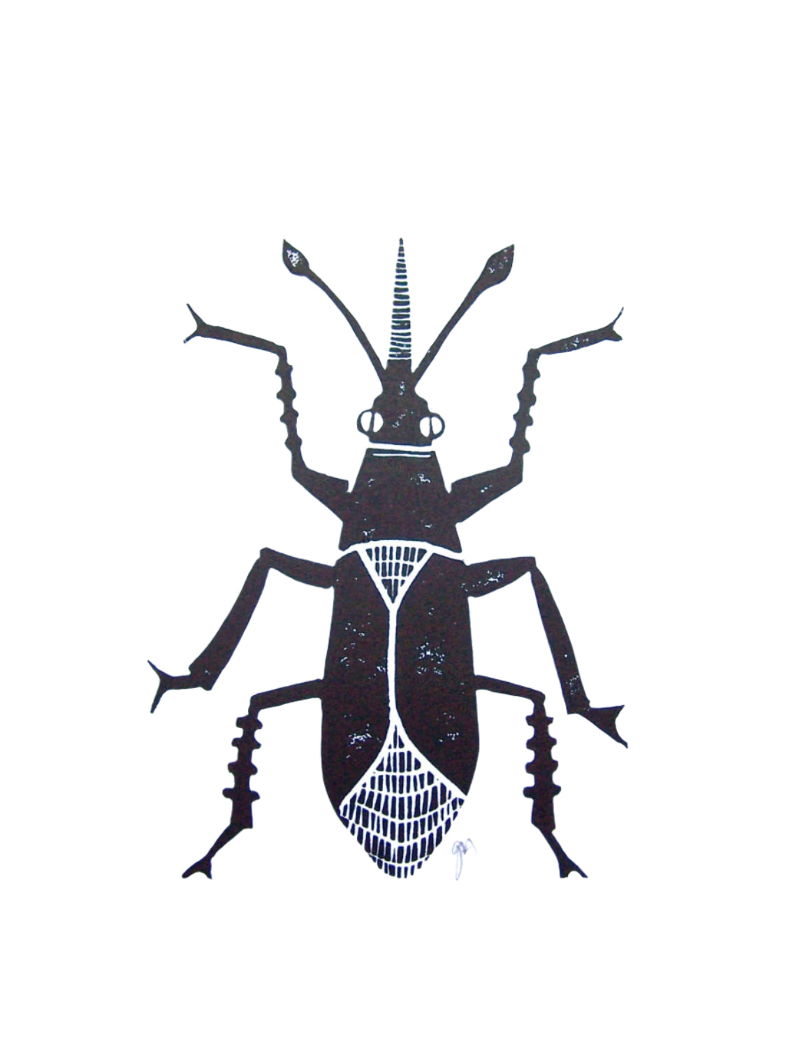 Black silhouette of a beetle on a white background