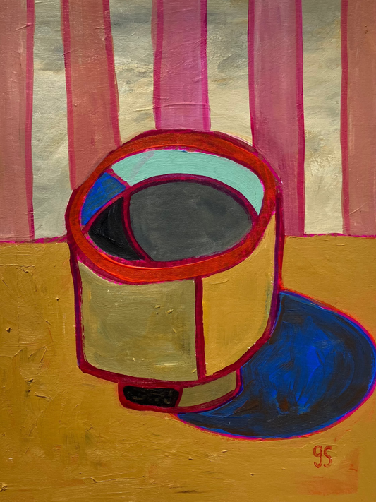 Mid-century coffee cup - Original Acrylic painting (8x10in)
