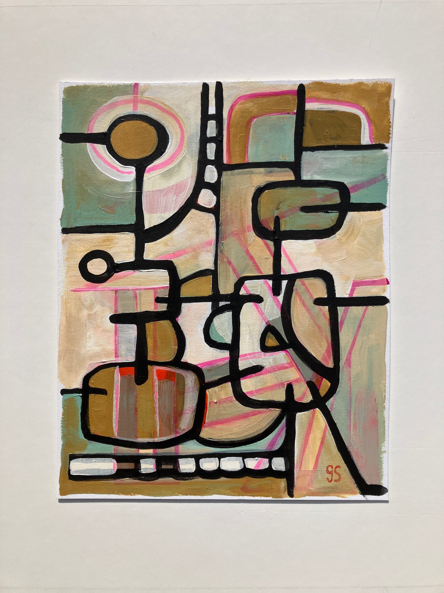 Mid-Century acrylic painting #5 (8x10in)