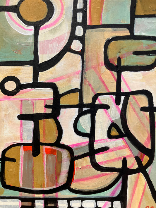 Mid-Century acrylic painting #5 (8x10in)