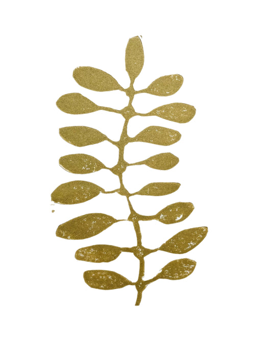 Gold succulent linocut print