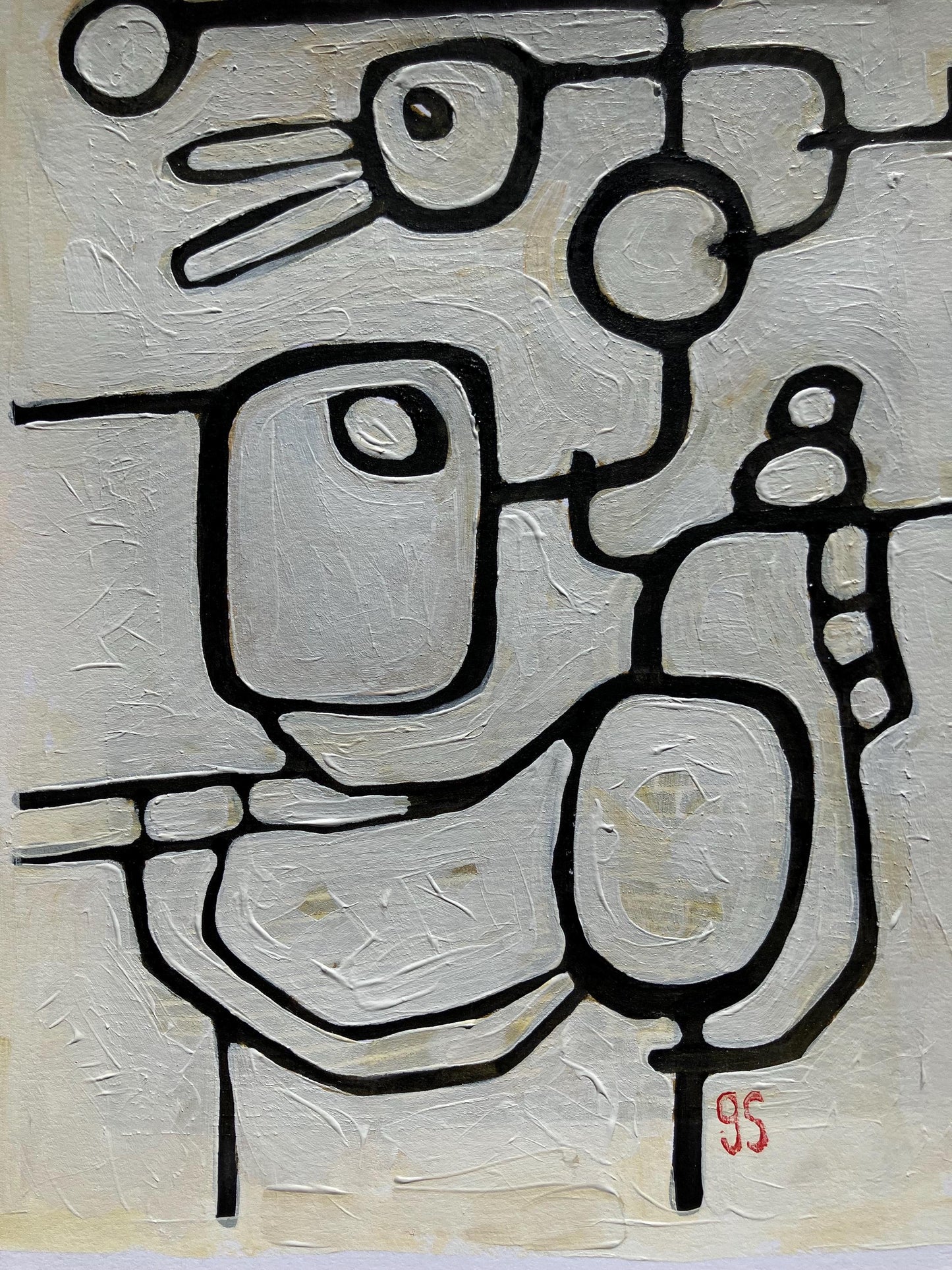Mid century minimal abstract painting (8x10in)