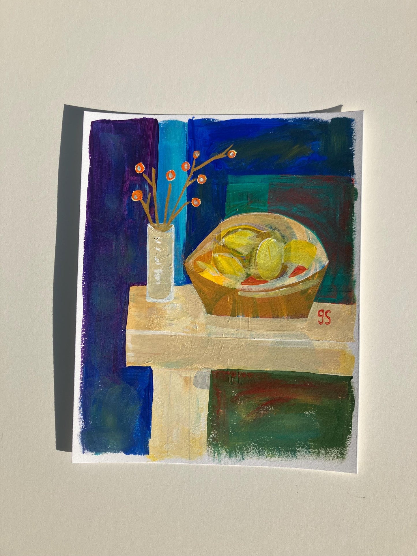 Bowl of lemons - Original acrylic painting (8x10in)
