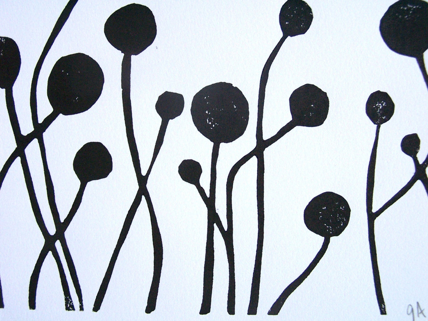 Minimal flowers - Linocut print (8x10in)