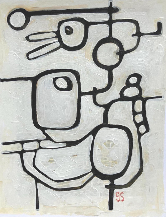 Mid century minimal abstract painting (8x10in)