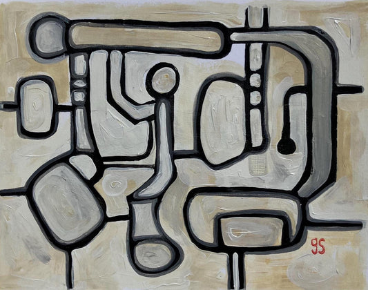 Mid century inspired painting #6 - Original abstract painting (8x10in)