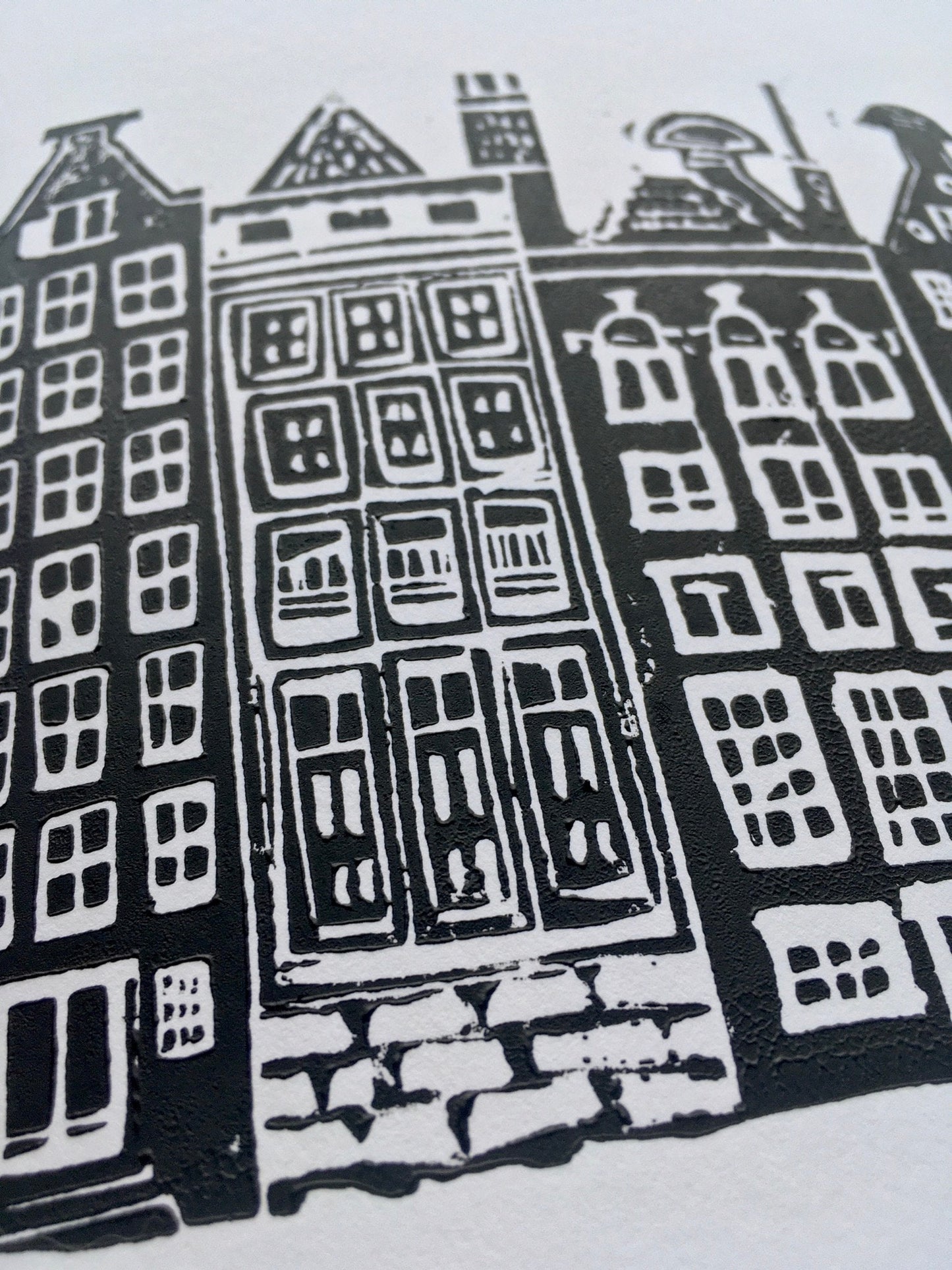 Amsterdam Canal Houses - Linocut print (8x10in)