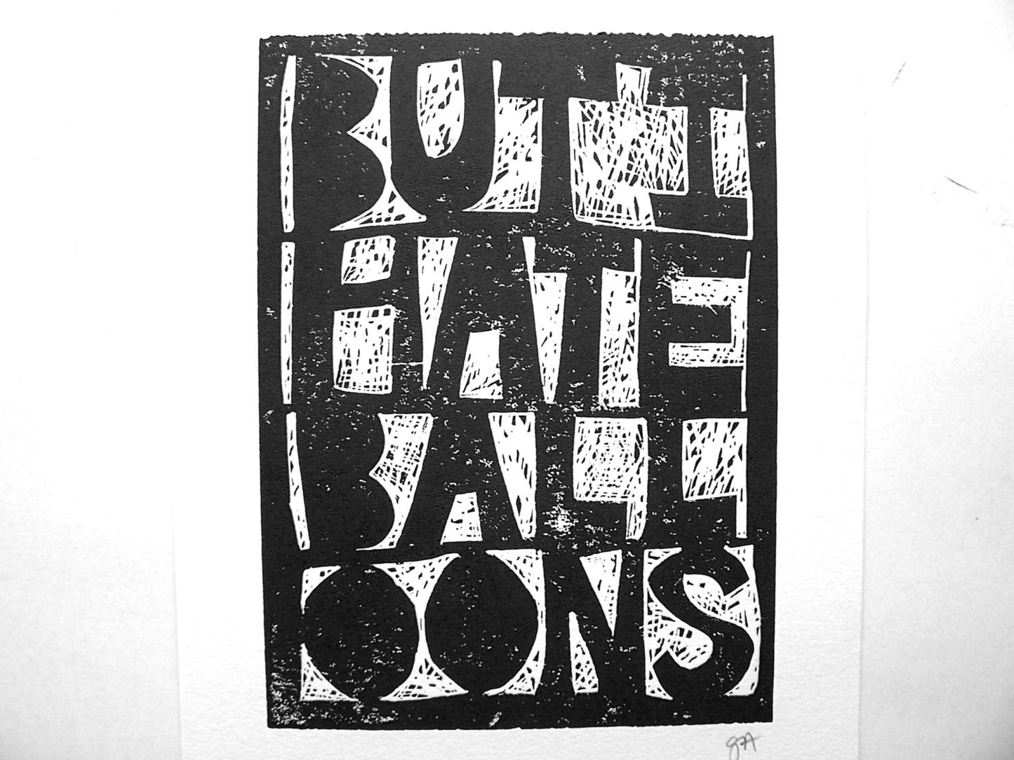 But I hate balloons - Linocut print (8x10in)