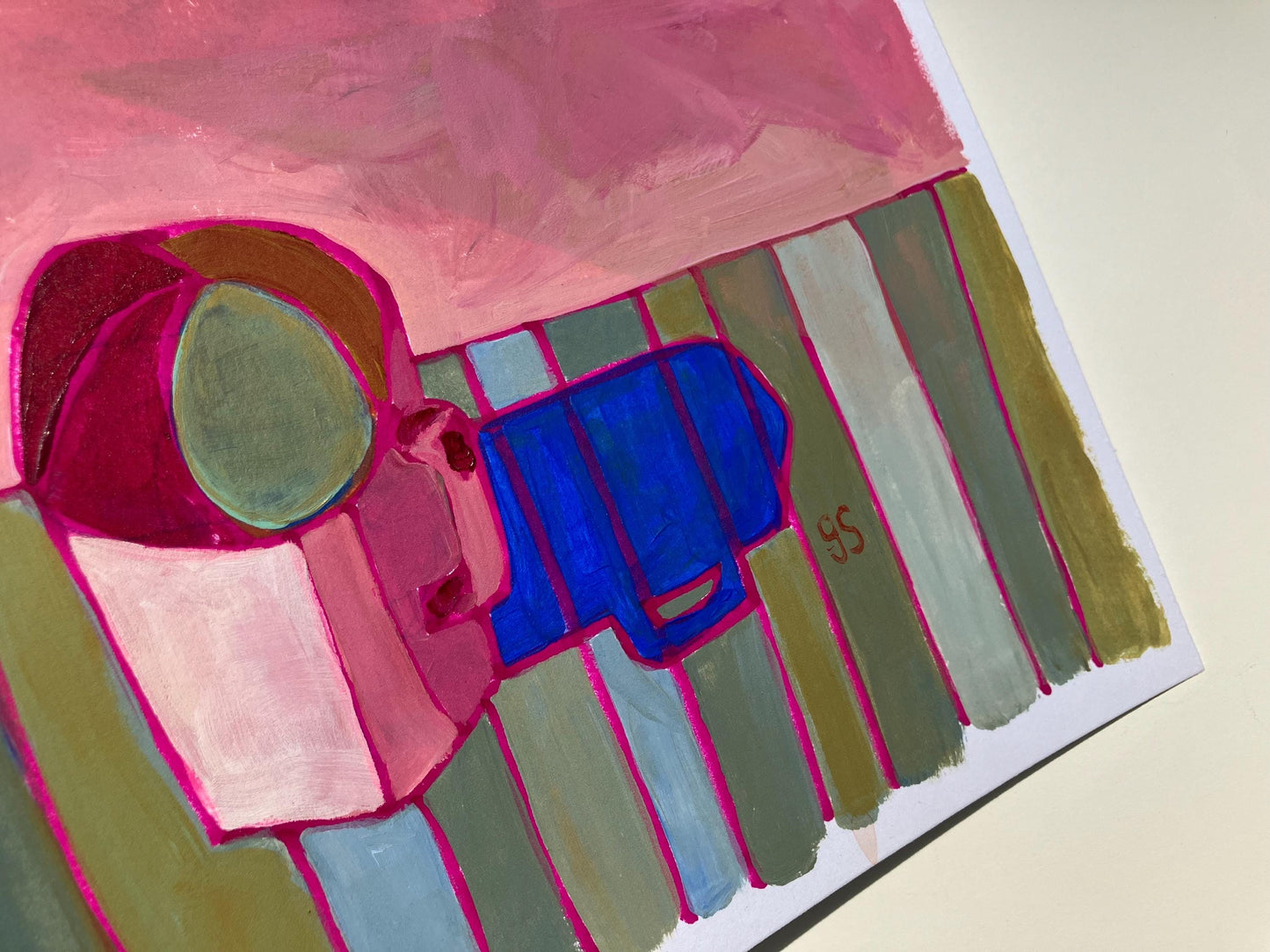 Abstract coffee mug acrylic painting (8x10in)