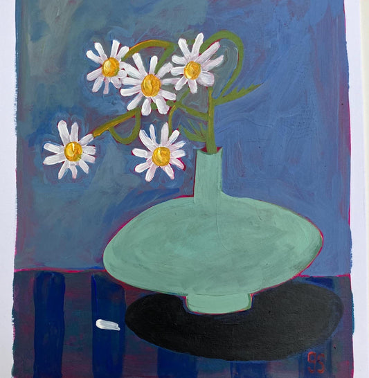 Daisy bouquet - Original acrylic abstract painting (8x10in)