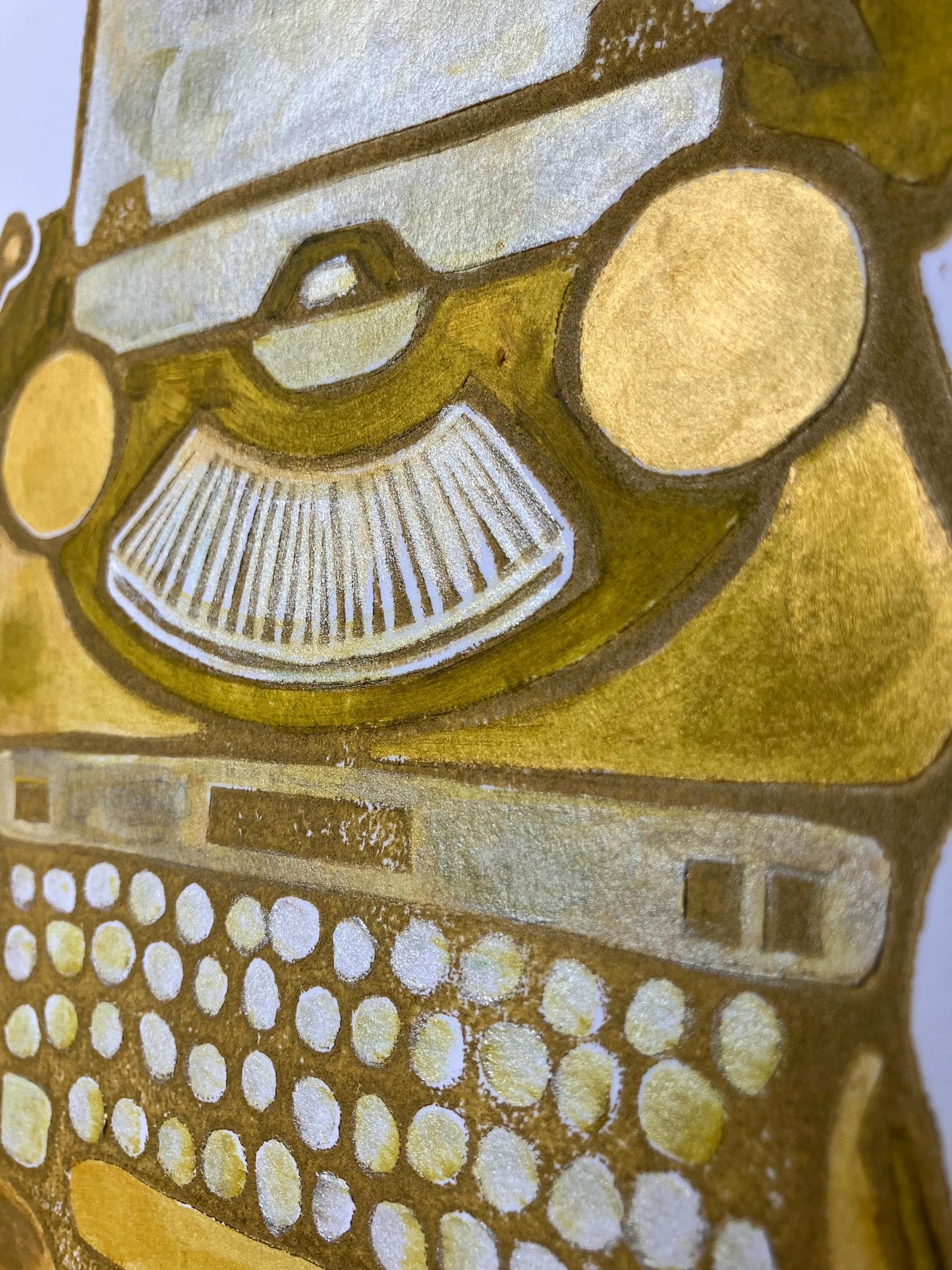 Typewriter #1 - Vintage underwood typewriter - Original acrylic linocut painting (8x10in)