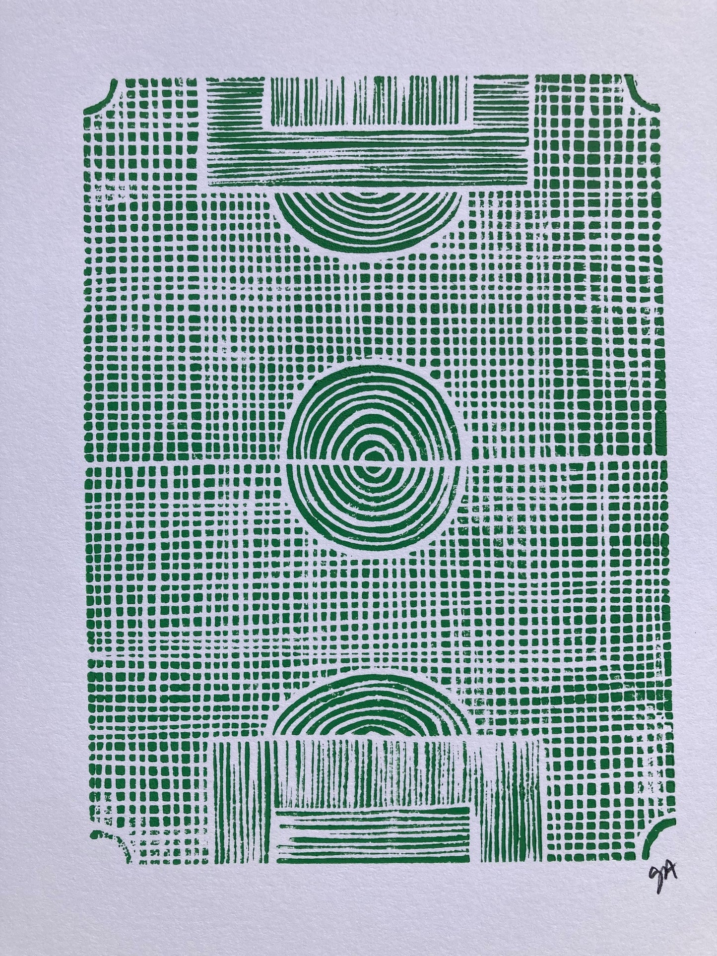 Soccer field - Linocut print (8x10in)