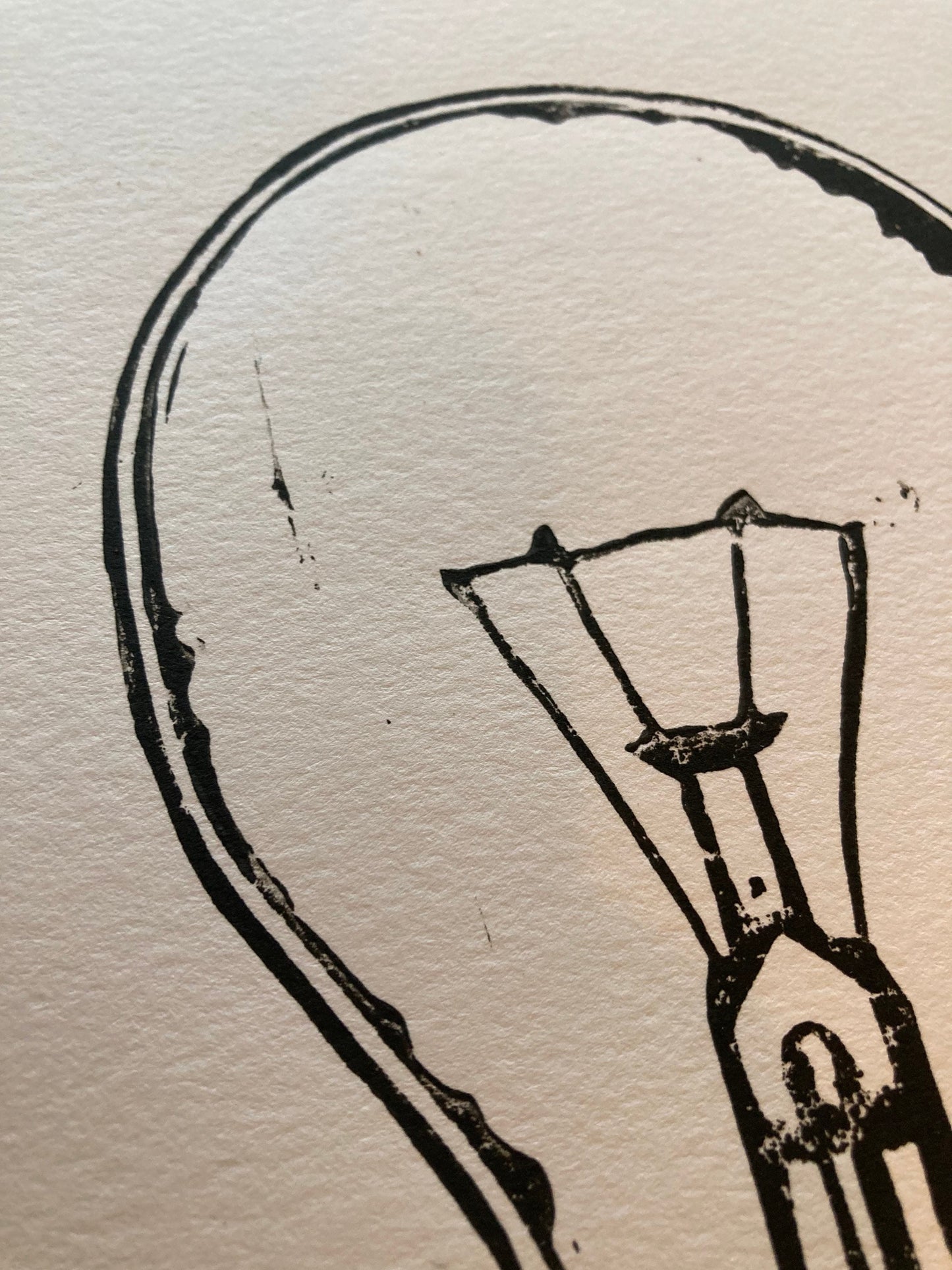 Lightbulb linocut relief print - Linoleum block poster - Hand pulled linoprint - Letterpress 8x10 - Inspirational wall art - printmaking