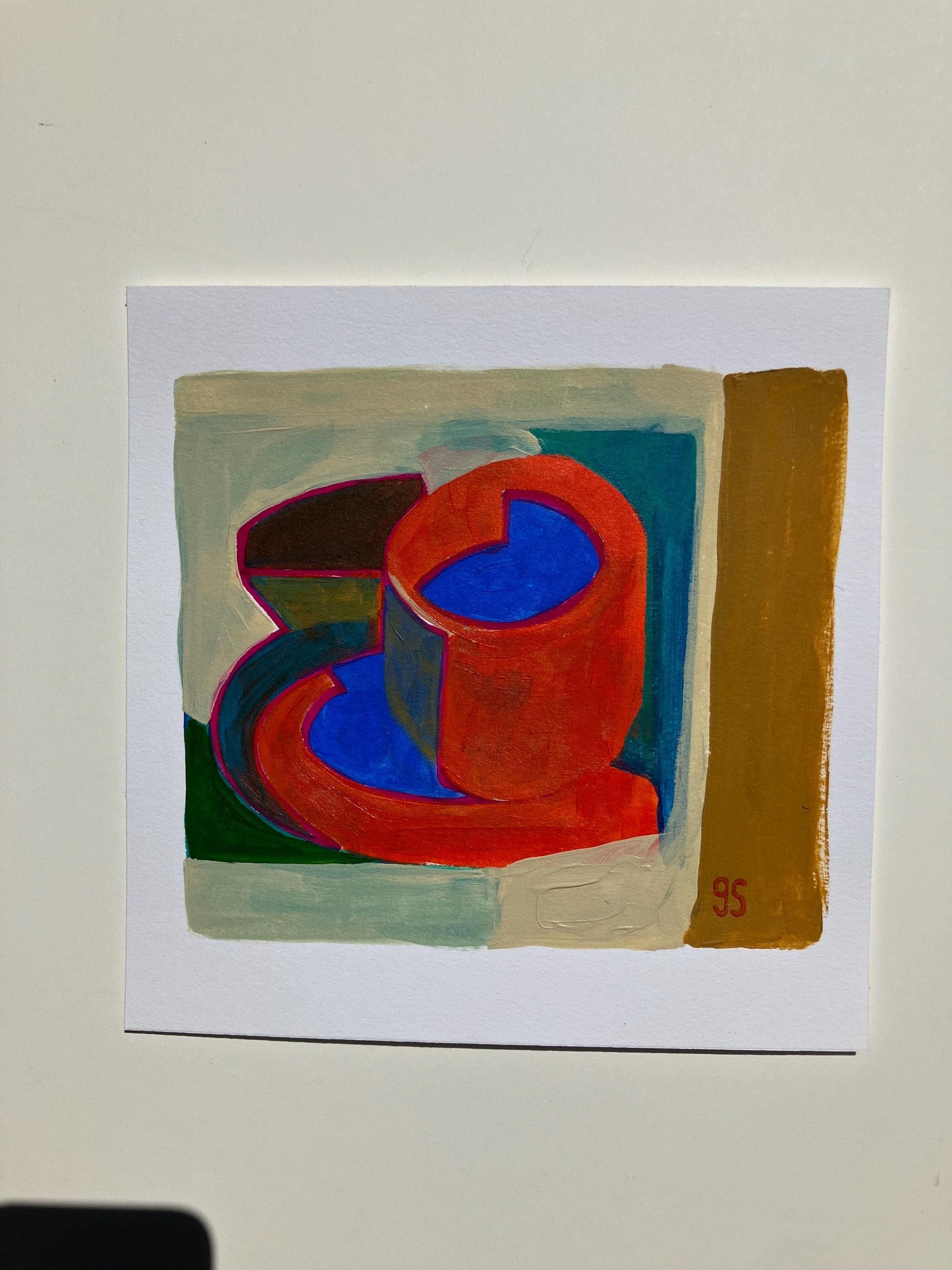 Coffee mug painting #7 - Original acrylic (8x8in)