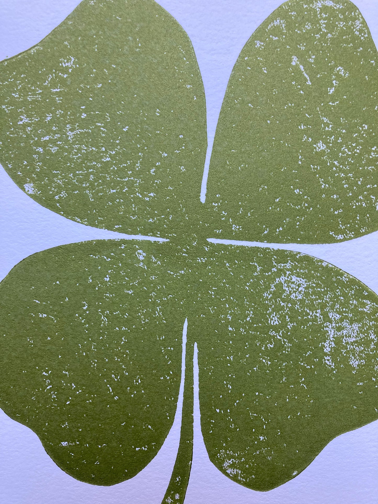 LINOCUT - Four leaf clover - Hand-pressed linoleum block print (8x10in)