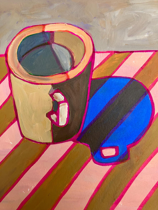 Coffee cup #2 - Original acrylic abstract painting of a coffee cup (8x10in)