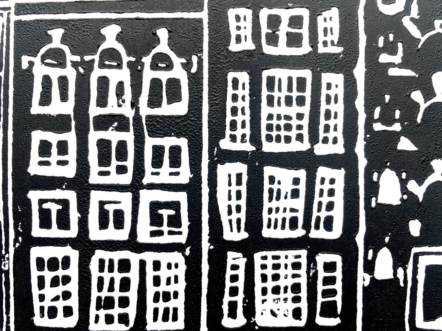 Amsterdam Canal Houses - Linocut print (8x10in)