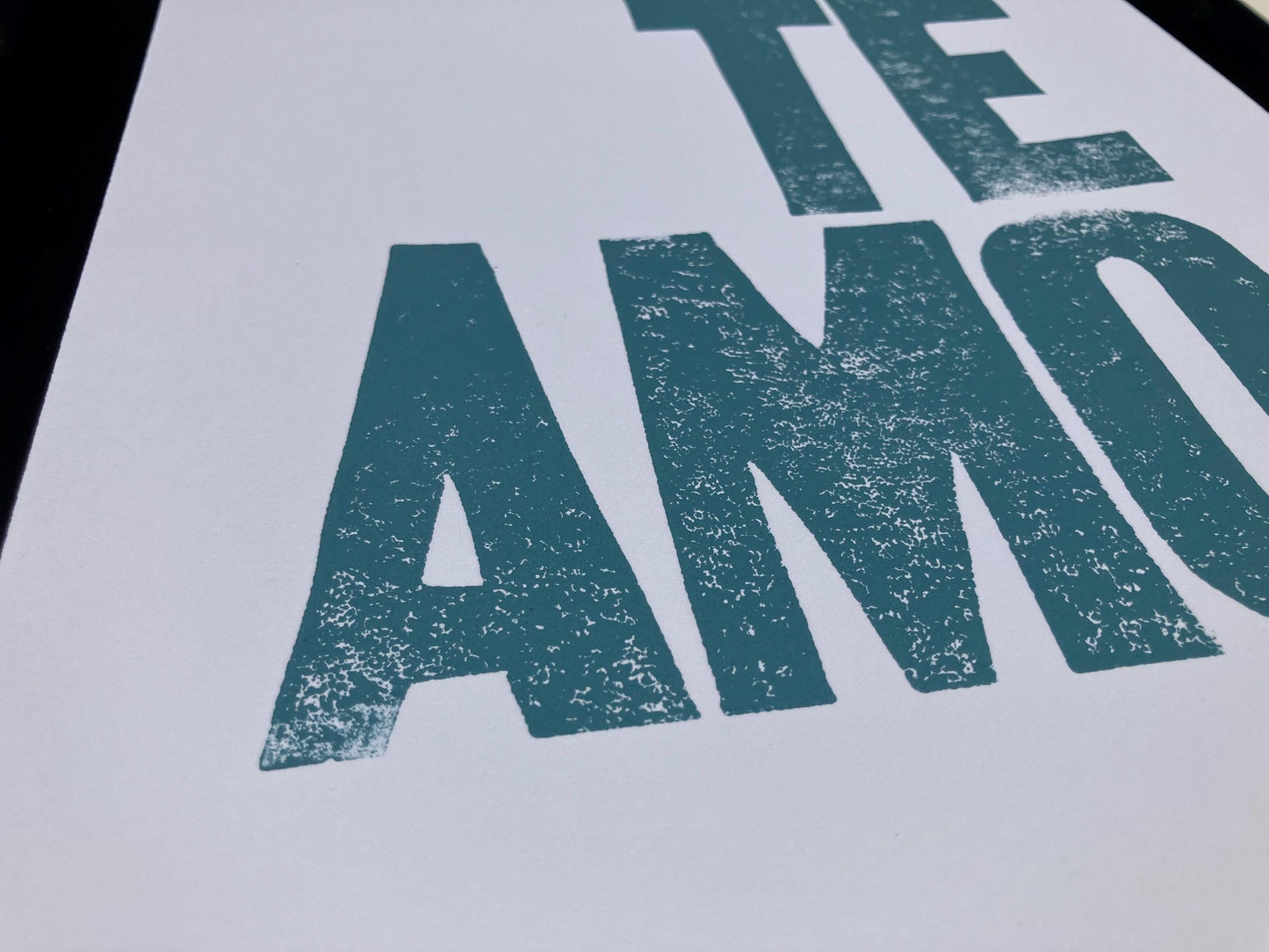 LINOCUT - Te amo - Hand-pressed linoleum block print (8x10in)