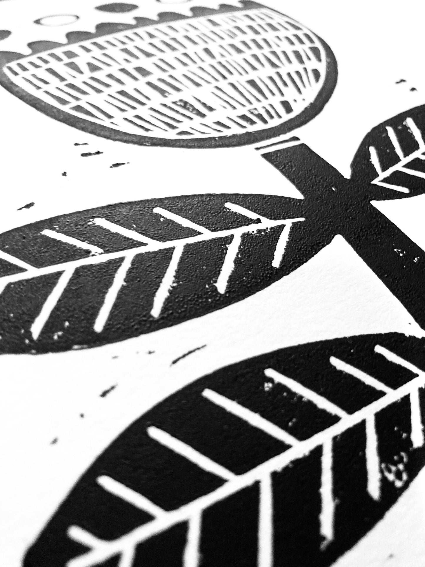 Scandinavian flower - Linocut print (8x10in)