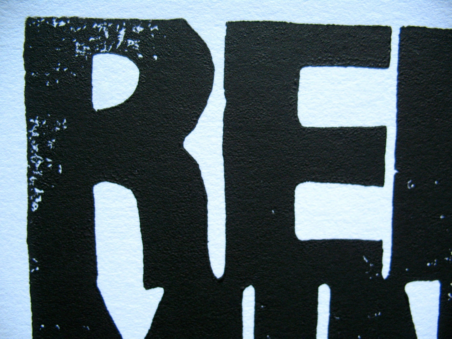 LINOCUT - Reexamine all you have been told - Hand-pressed linoleum block print (8x10in)