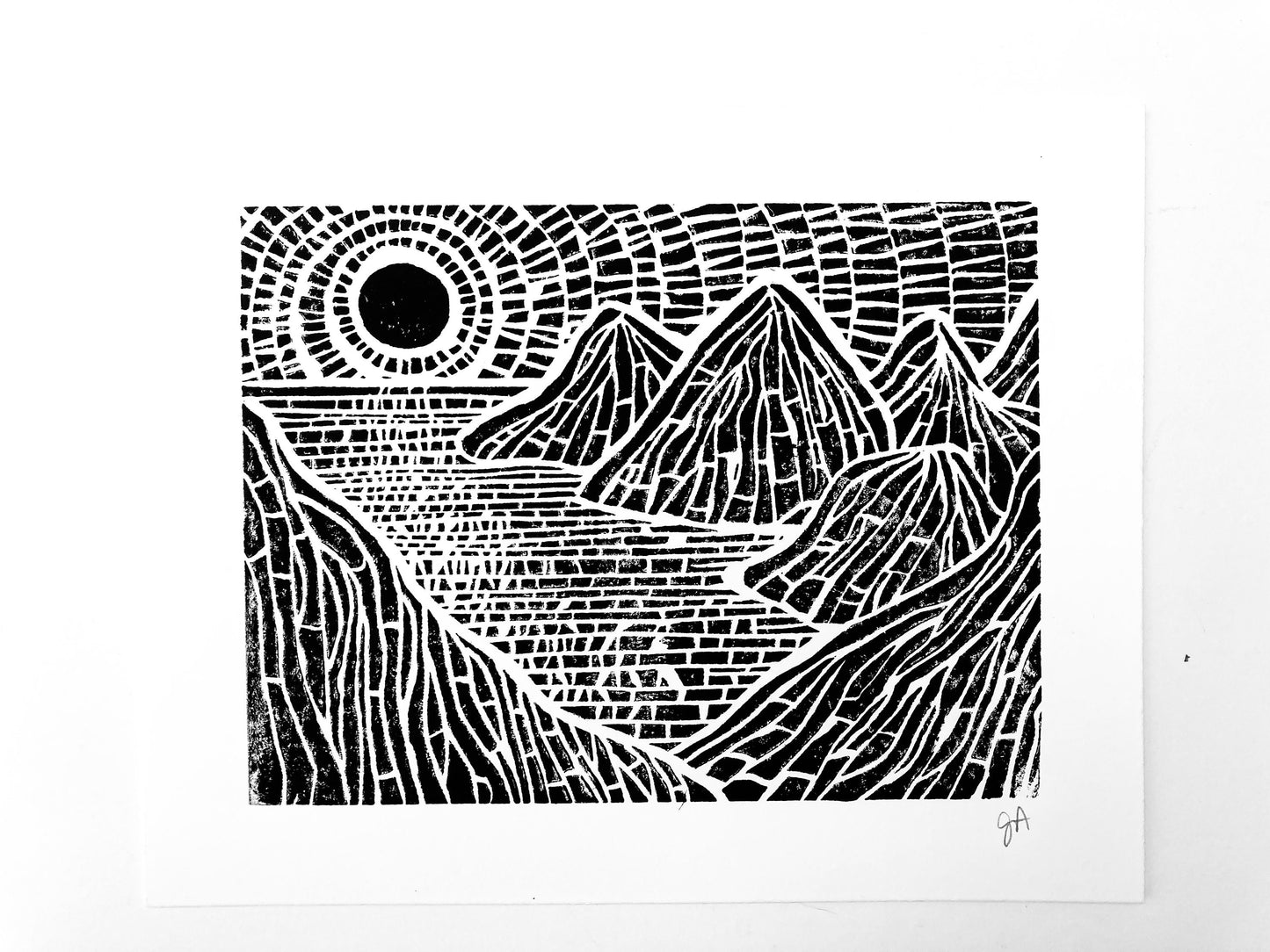 Sunset on the islands - Linocut print (8x10in)