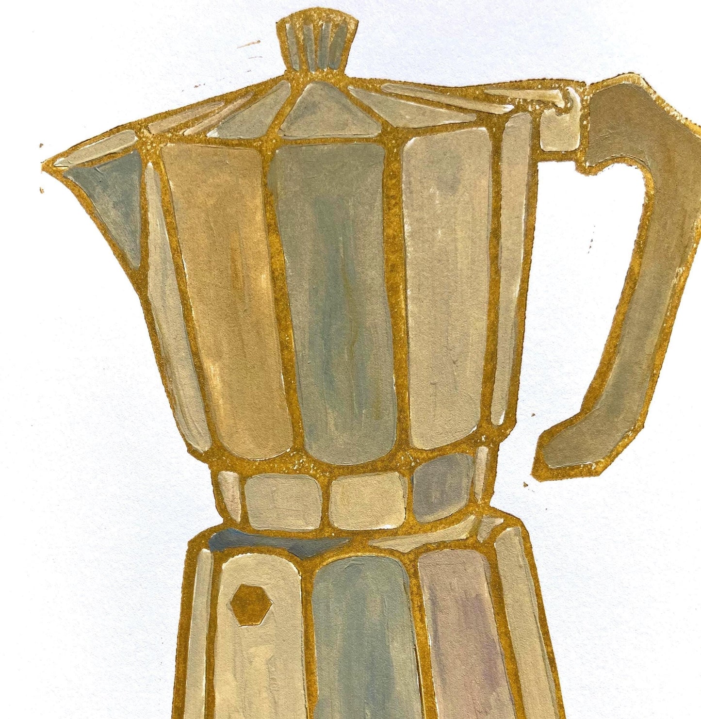 Bialetti - Italian coffee Moka linocut painting (8x10in)