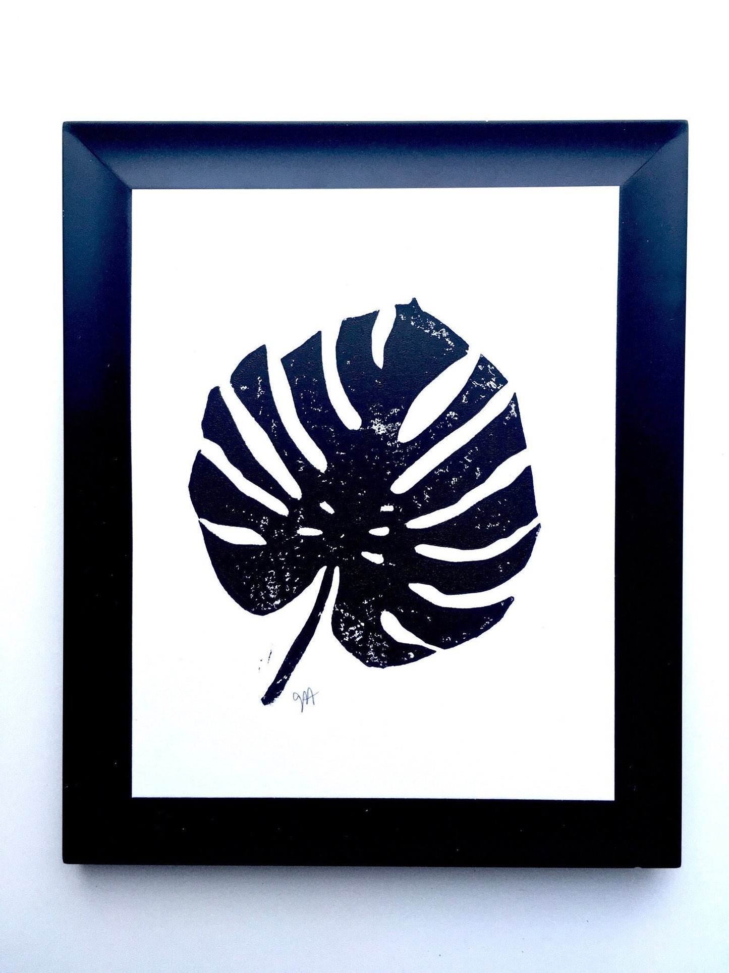 Monstera Leaf  - Linocut print (8x10in)