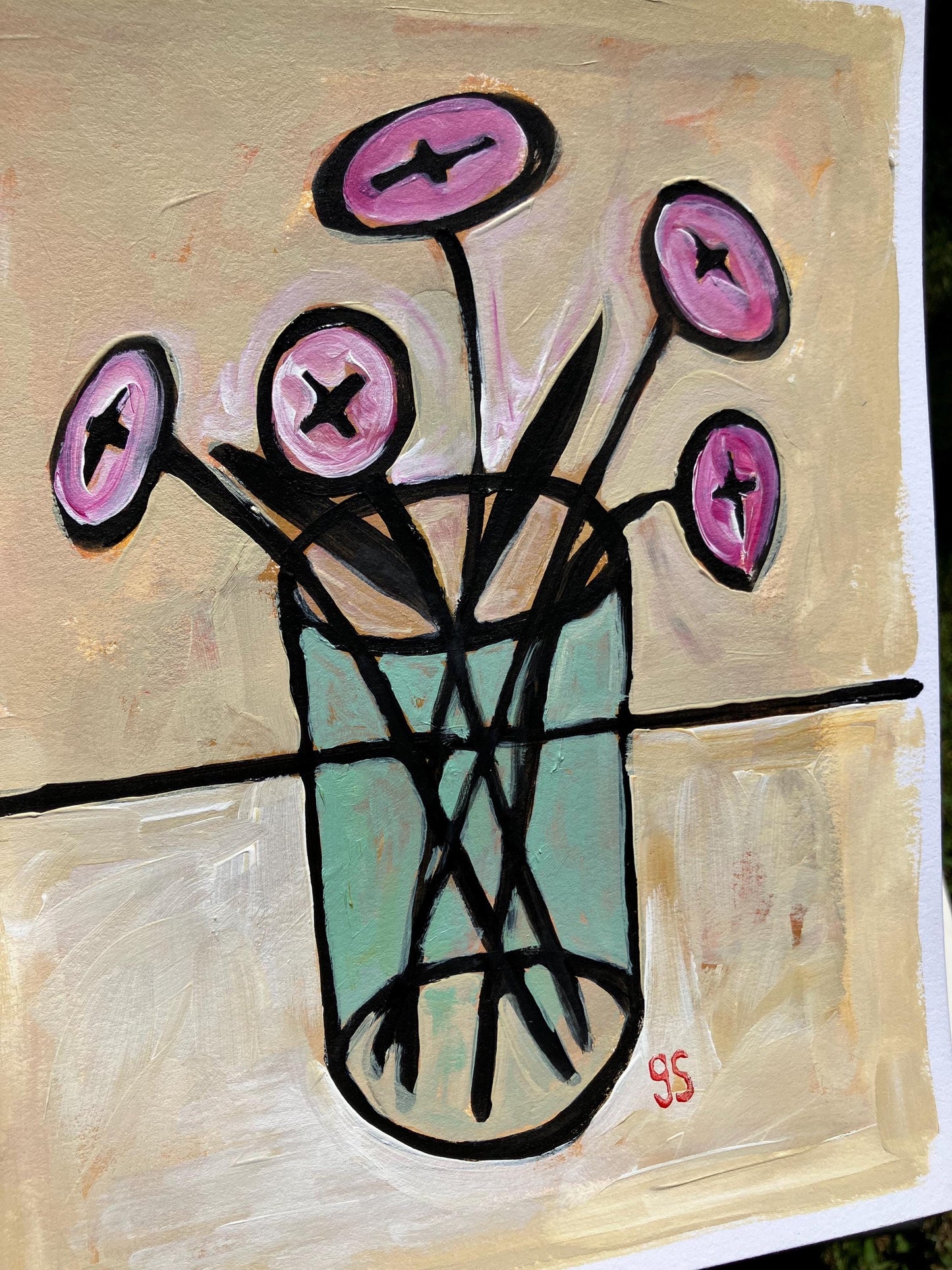 Abstract bouquet - Original acrylic still life painting (8x10in)