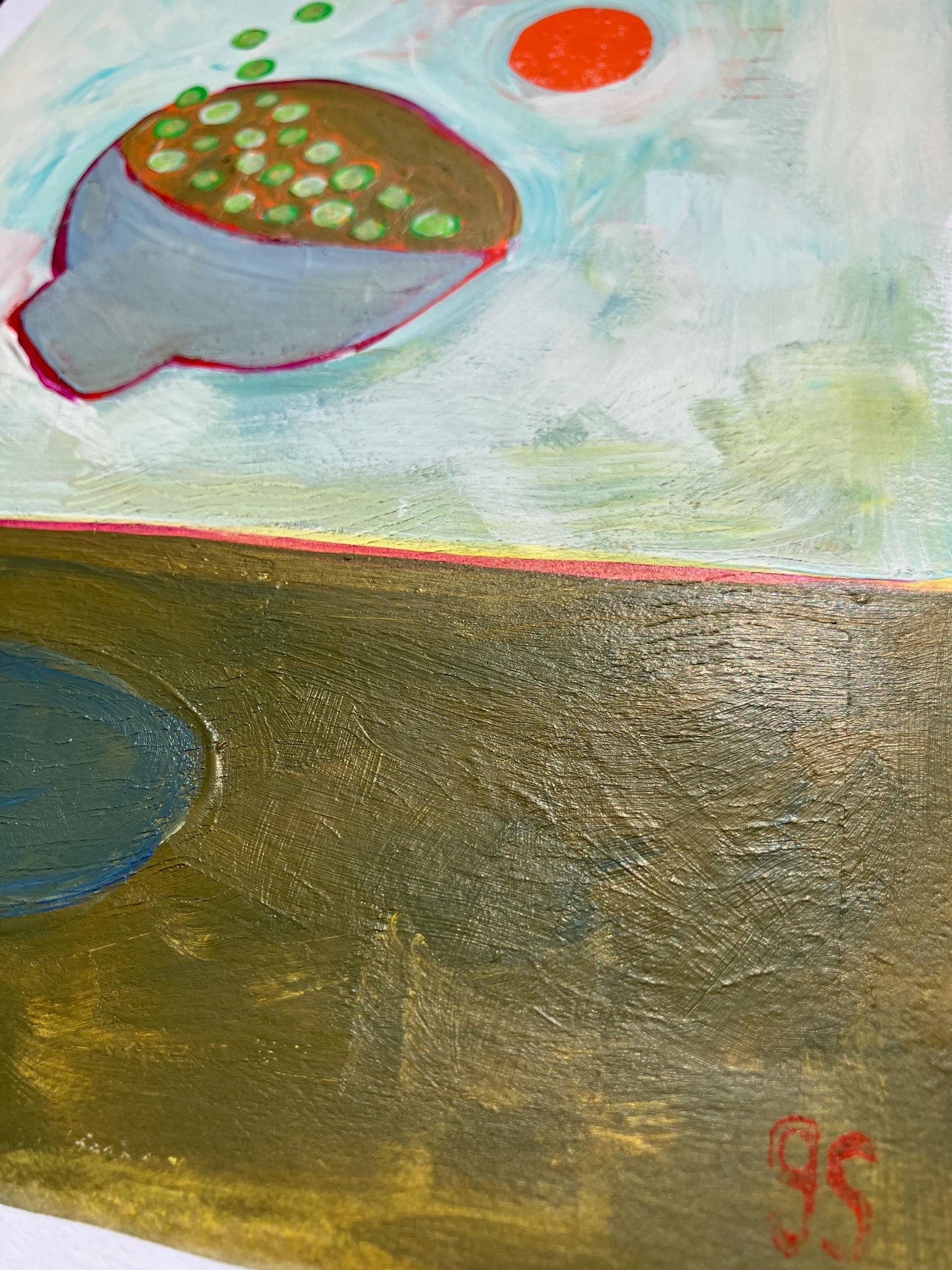 Falling bowl of peas - Original acrylic painting (8x10in)