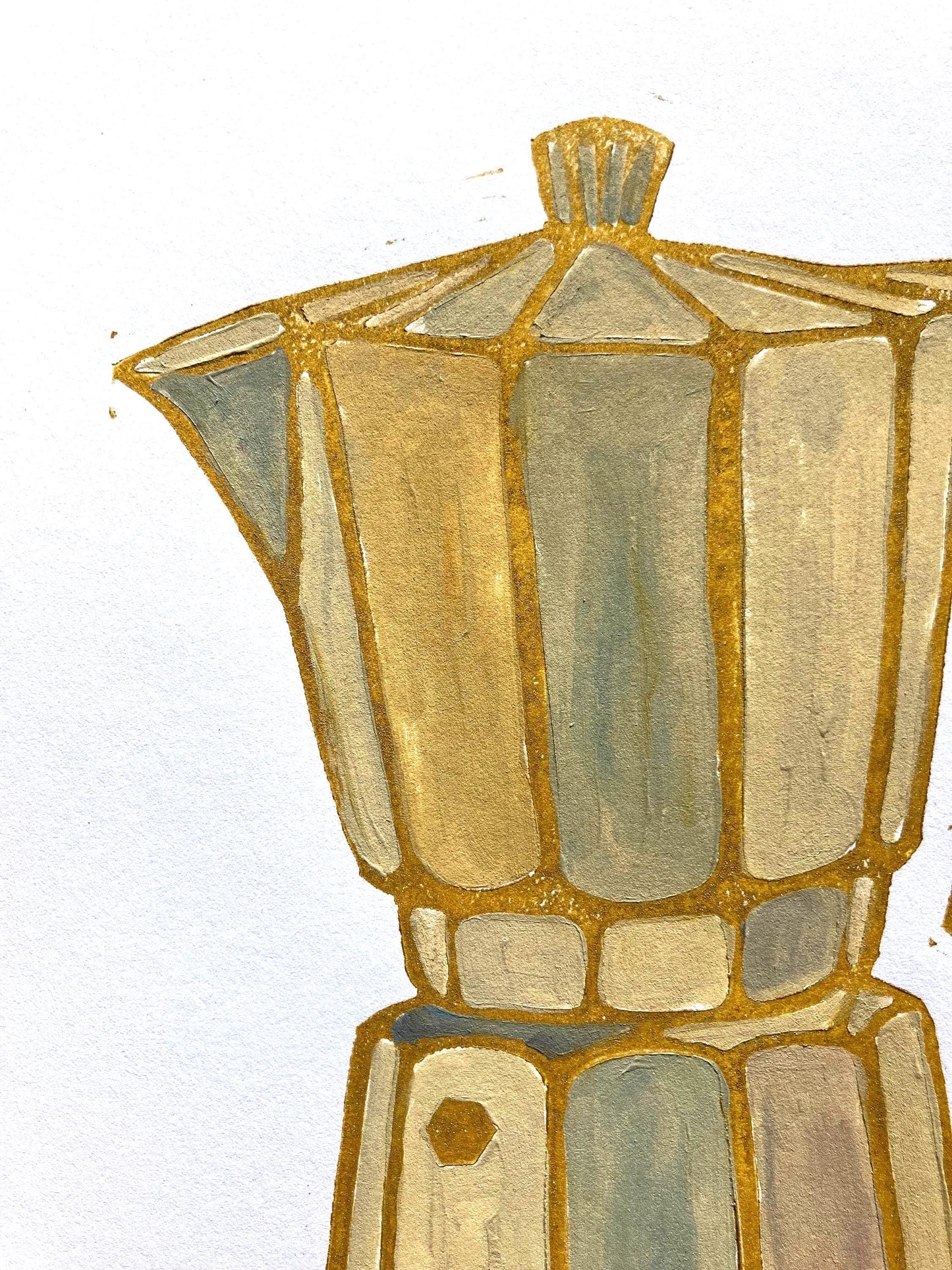 Bialetti - Italian coffee Moka linocut painting (8x10in)