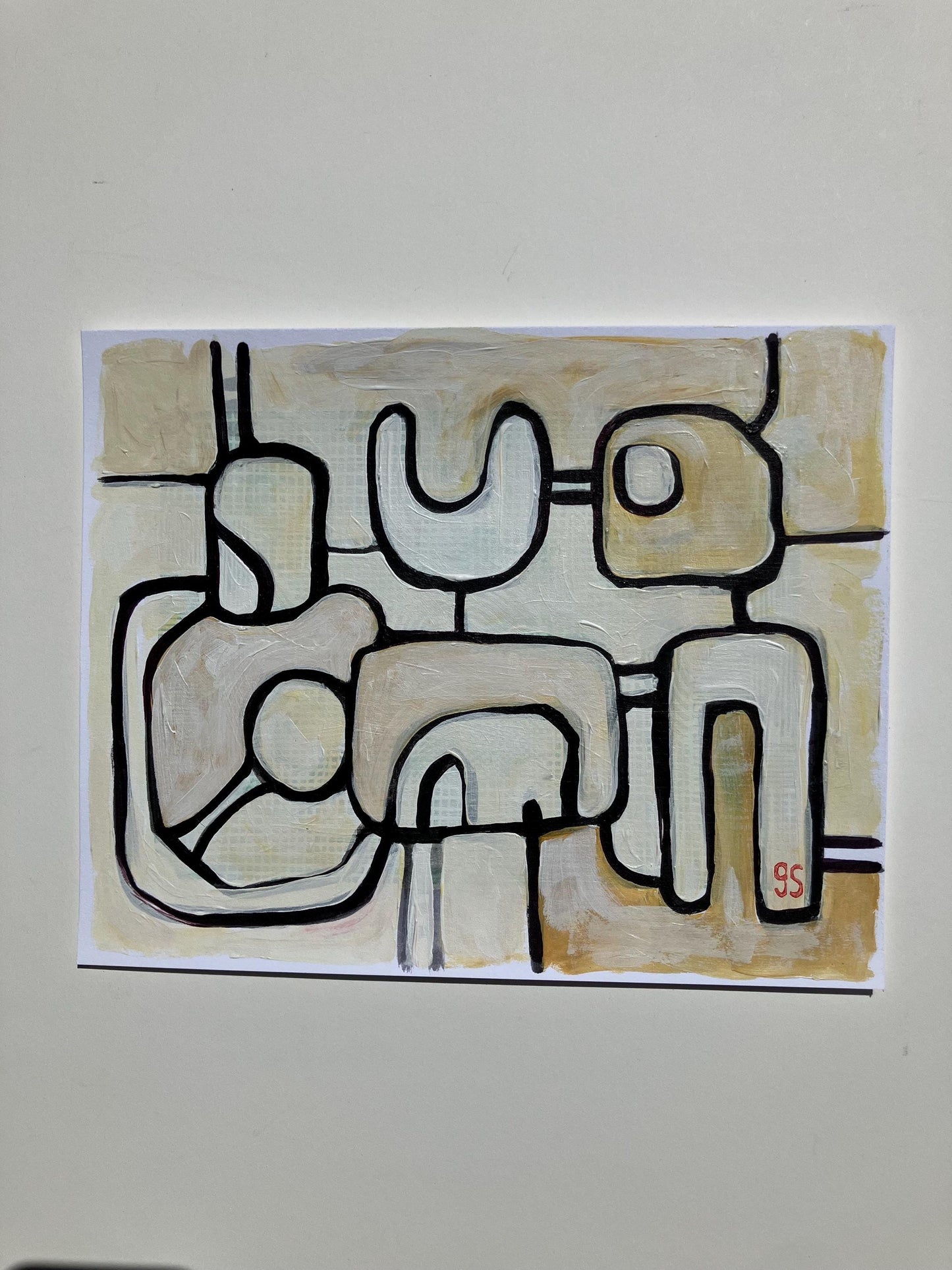 Neutral mid century painting #1 - Original acrylic painting (8x10in)