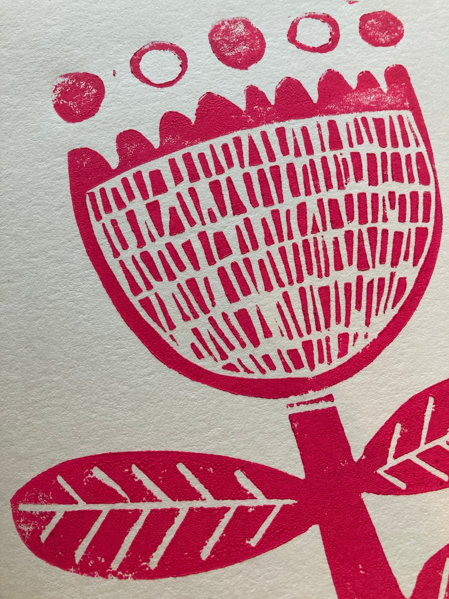 LINOCUT - Scandinavian flower linoleum print - Hand-pressed linoleum block print (8x10in)