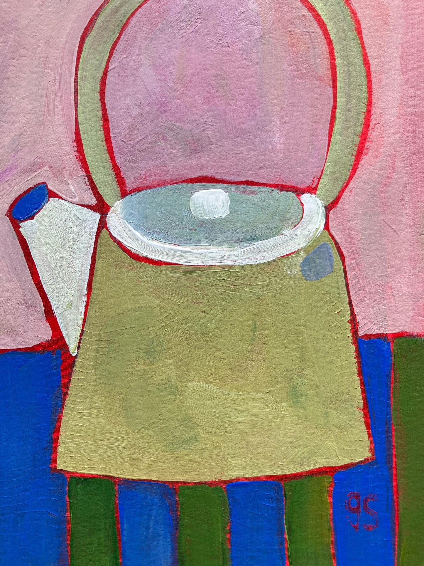 Teapot still life - Original acrylic abstract painting (8x10in)