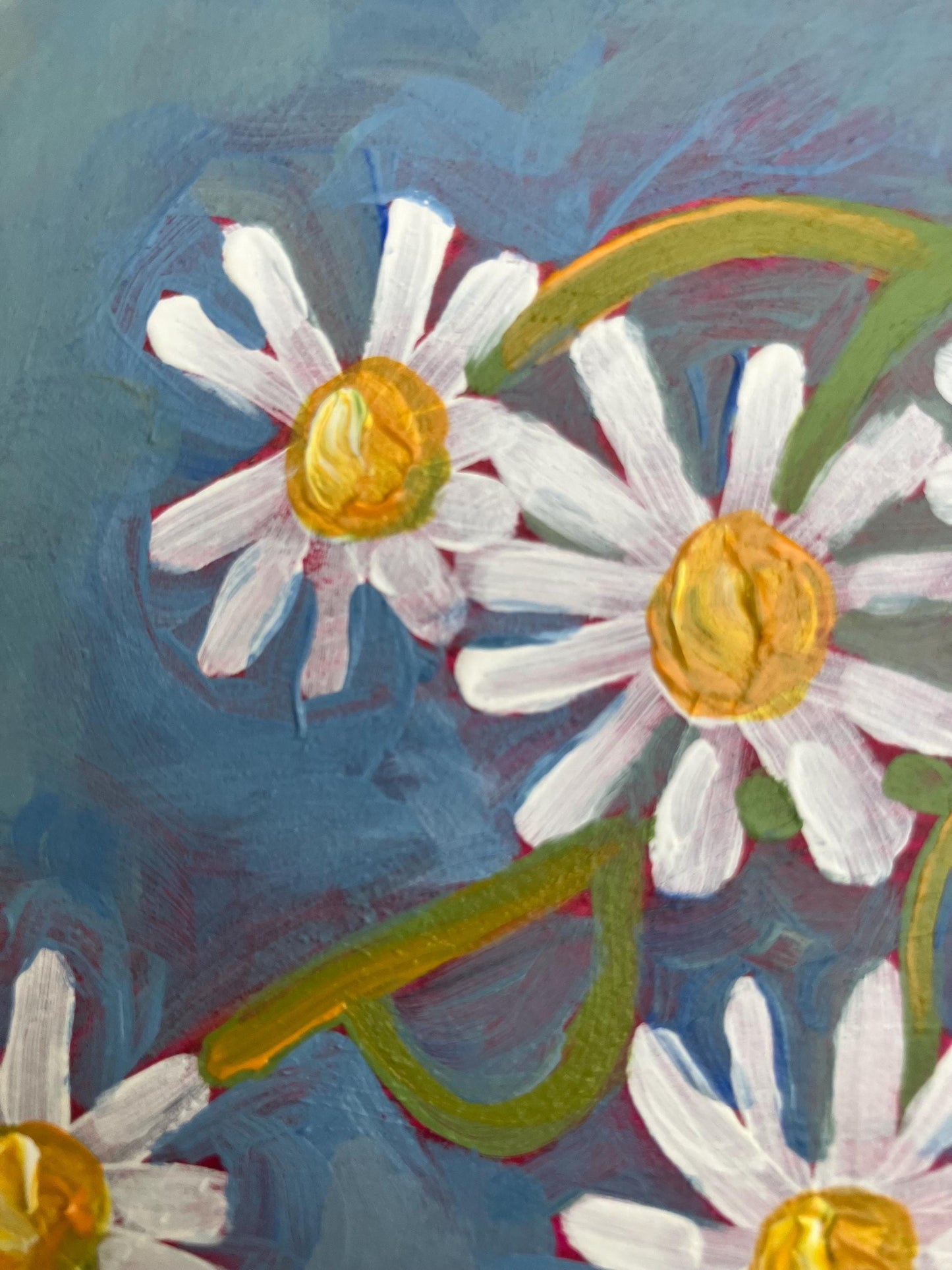 Daisy bouquet - Original acrylic abstract painting (8x10in)