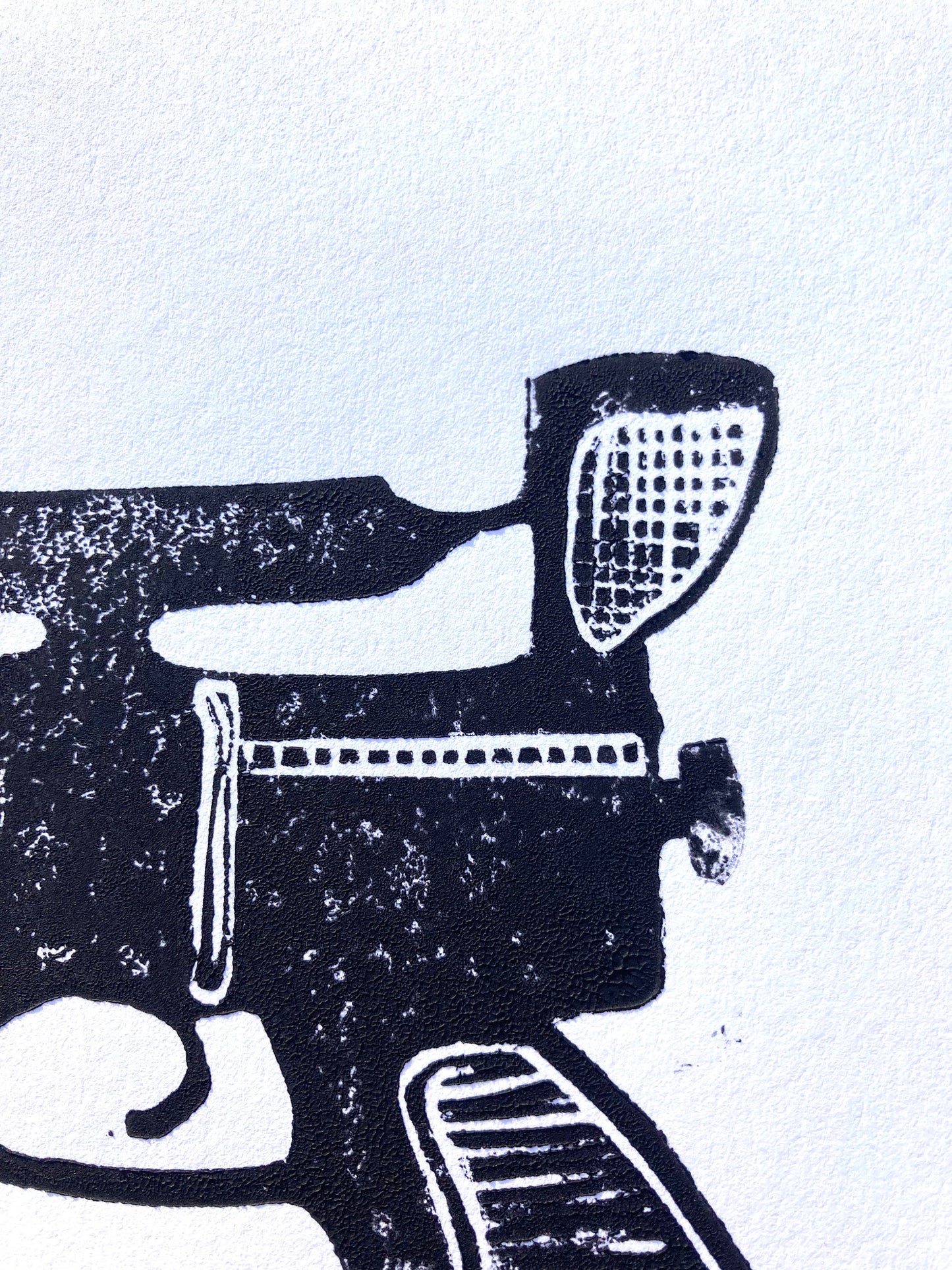 LINOCUT - Minimal Ray Gun - Hand-pressed linoleum block print (8x10in)