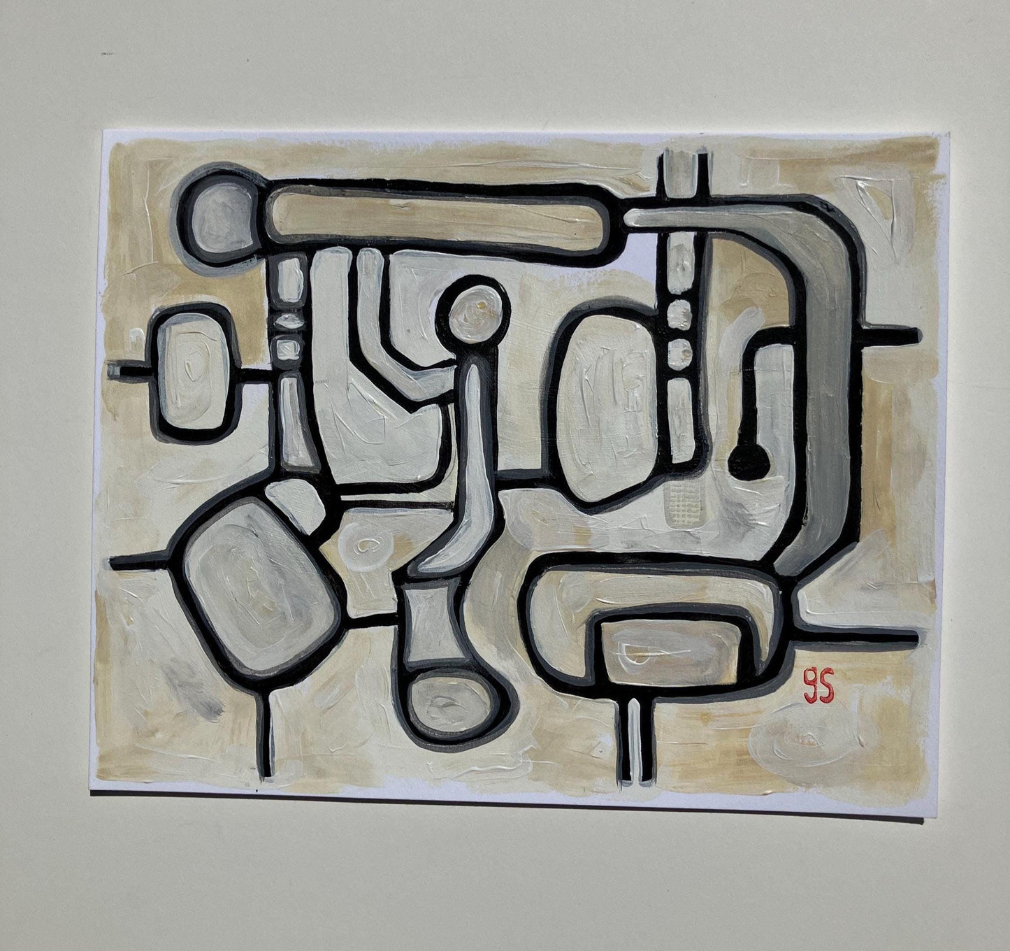 Mid century inspired painting #6 - Original abstract painting (8x10in)