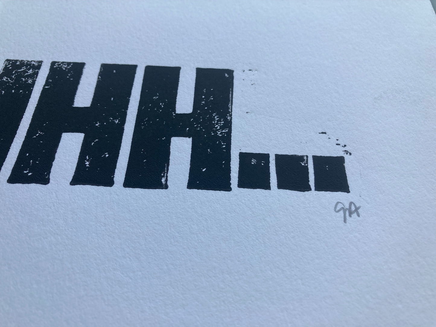 LINOCUT - Shhh - Hand-pressed linoleum block print (8x10in)
